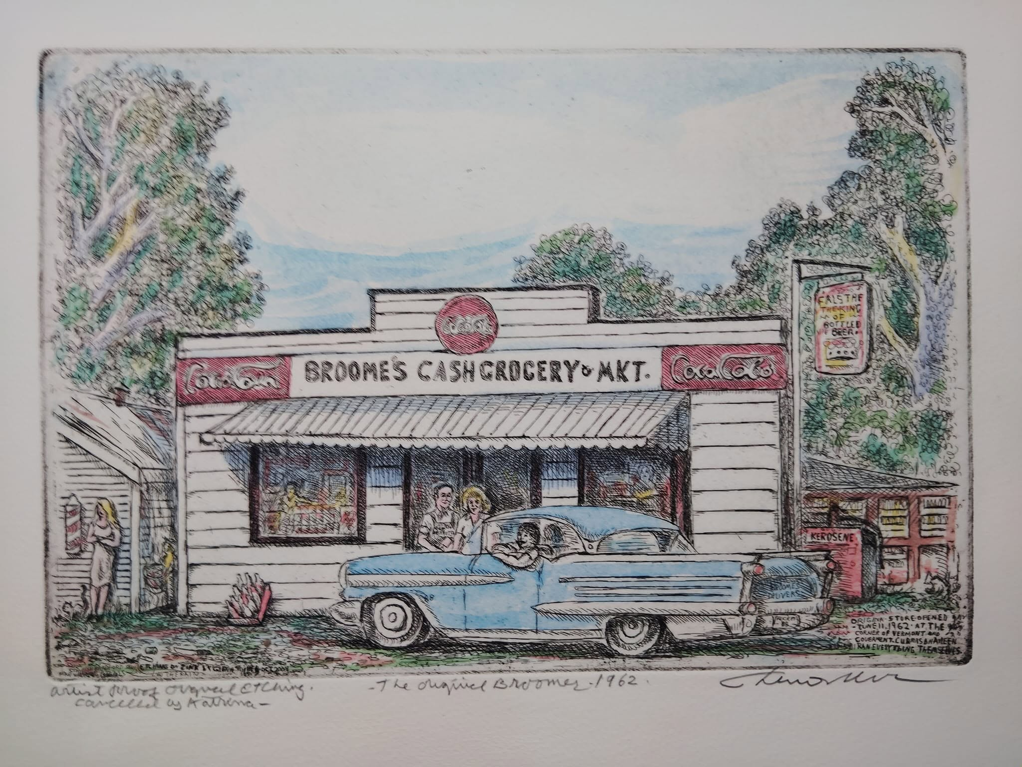 Broome's, commissioned etching by Glenn Miller, 2004