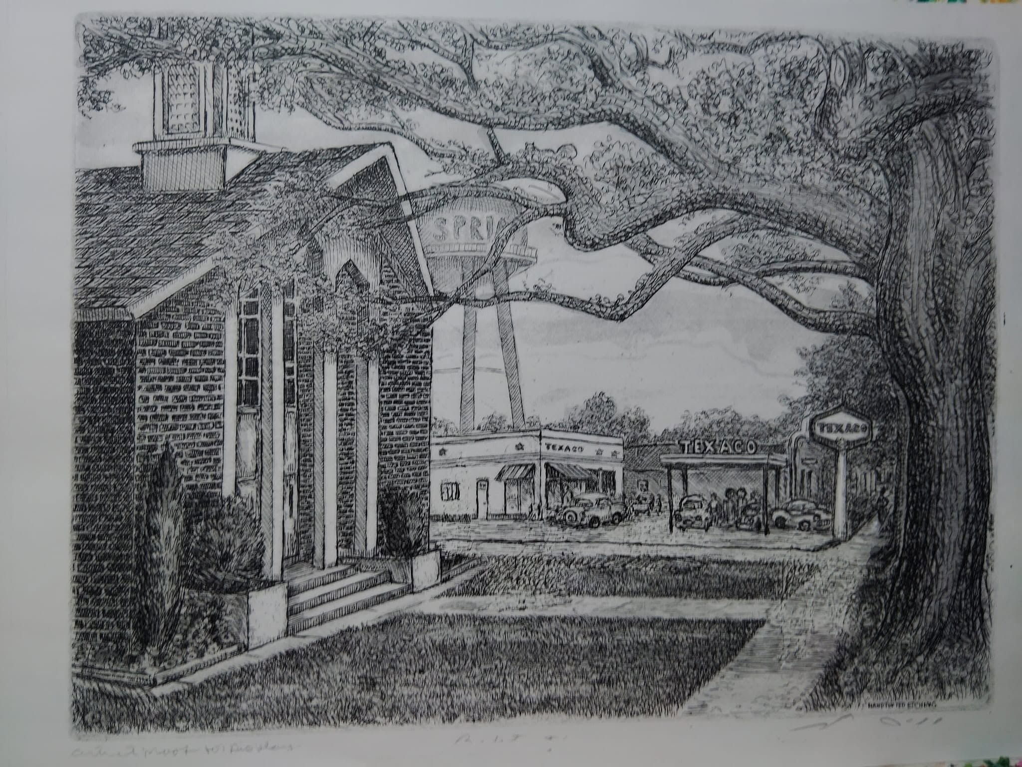Untitled Ocean Springs streetscape, artwork by Glenn Miller