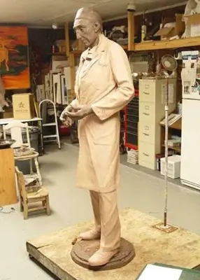 Standing figure — studio view; sculpture by Lindsay Lacroix Peichl