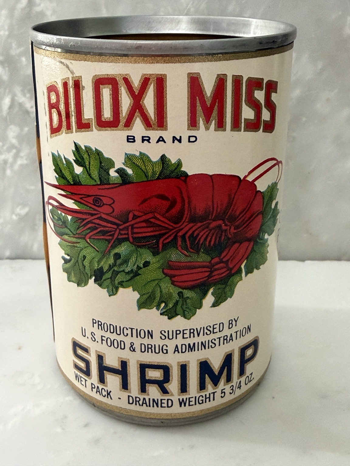 Biloxi Miss Brand shrimp can front
