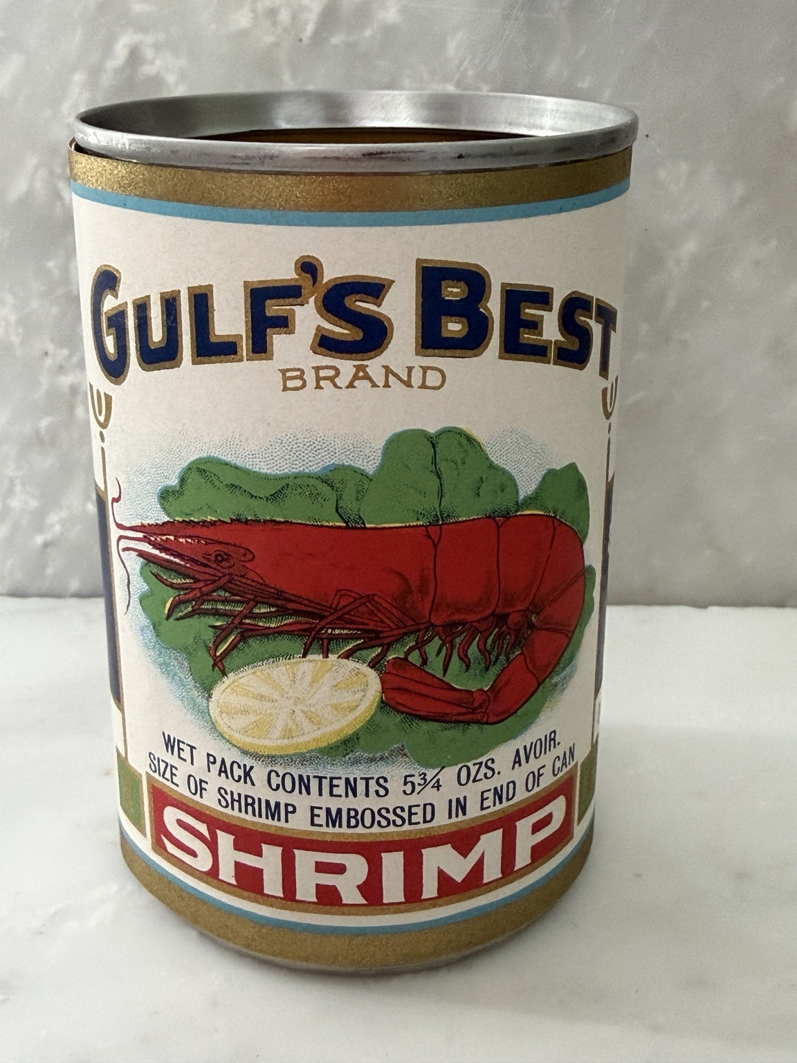 Gulf's Best Brand shrimp can
