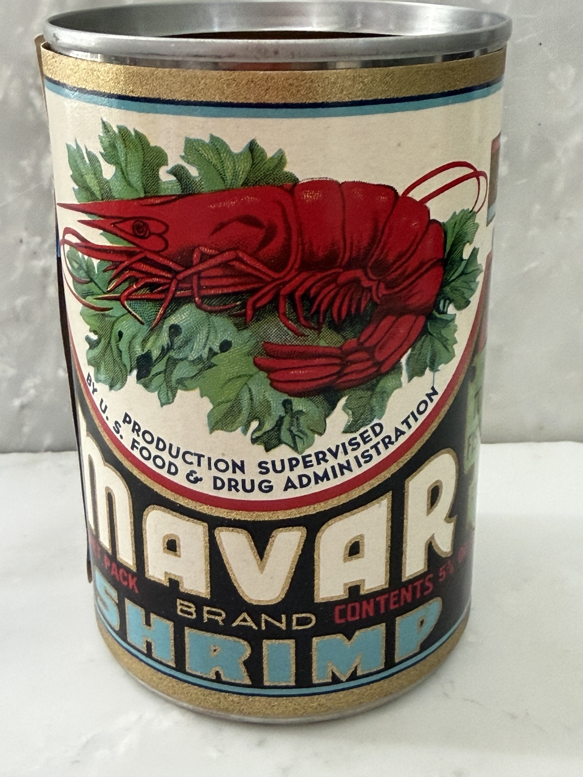 Mavar Brand shrimp can front