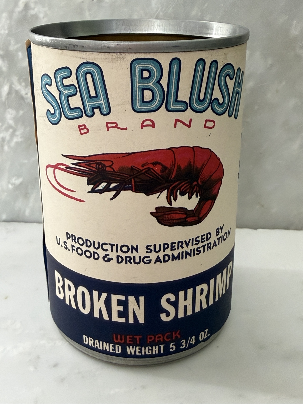 Sea Blush Brand Broken Shrimp can