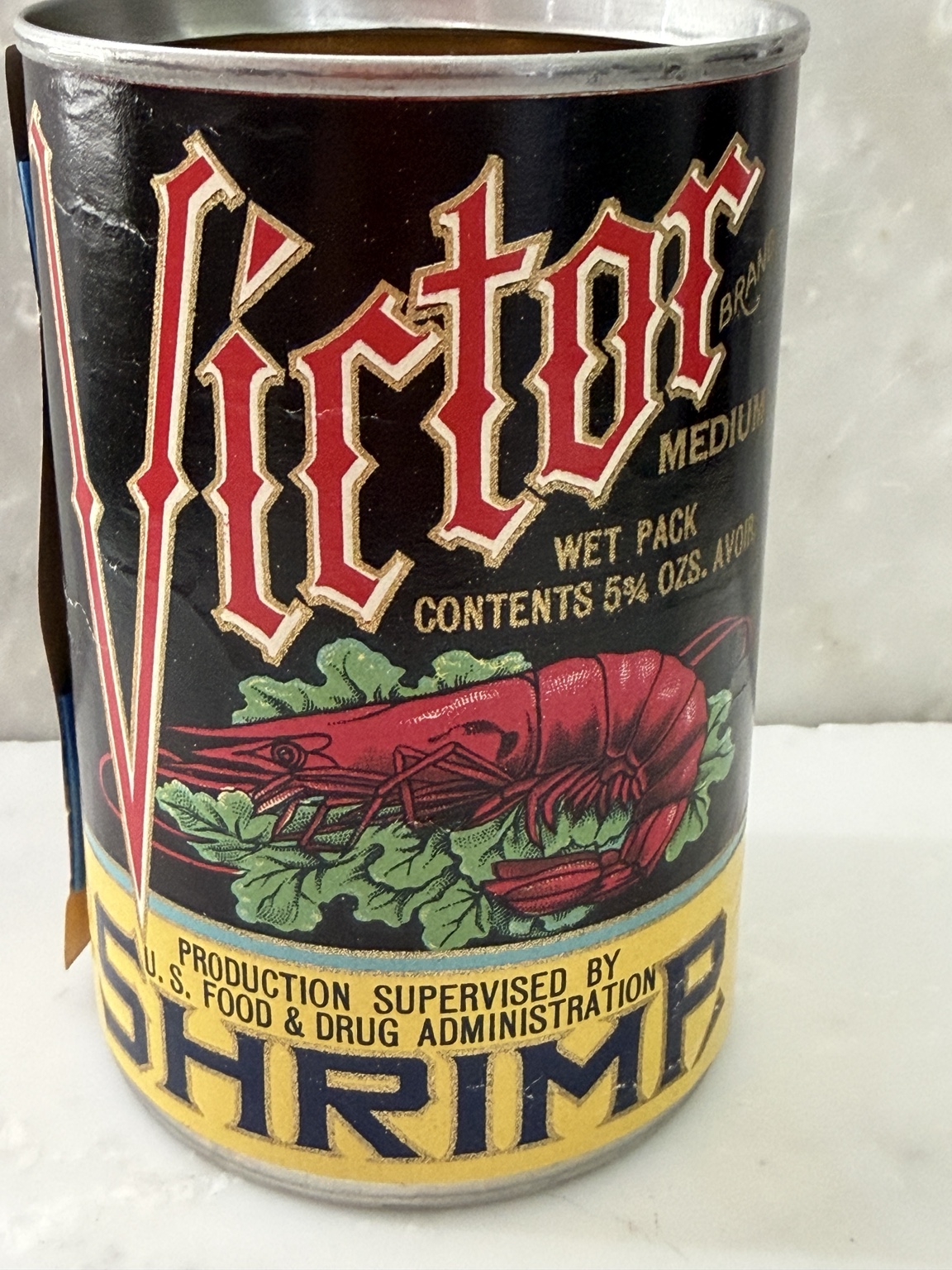 Victor Brand shrimp can front