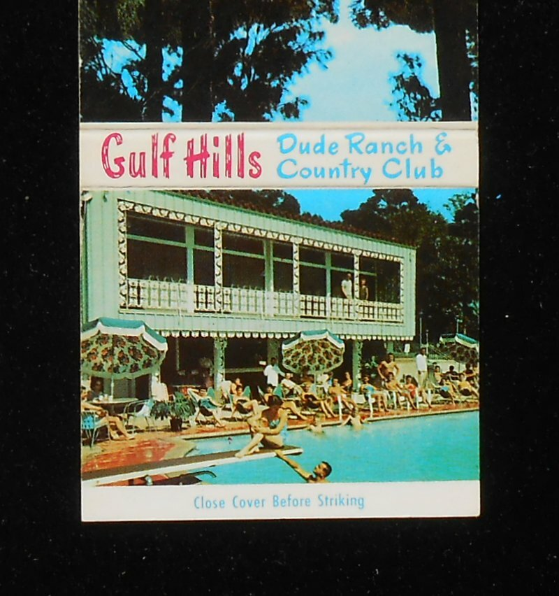 Gulf Hills Dude Ranch and Country Club matchbook cover showing the swimming pool