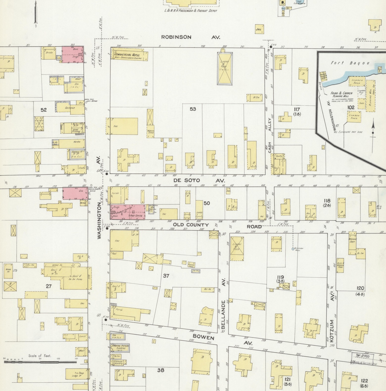 Ocean Springs Sanborn fire insurance map, North and central district, 1915