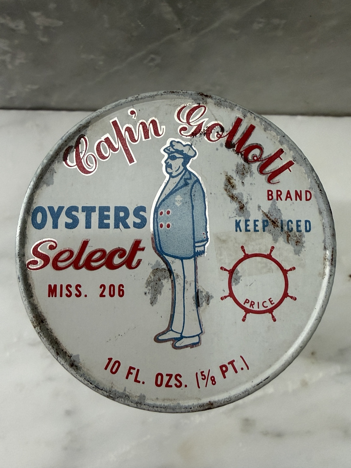Cap’n Gollott Select Oysters jar lid