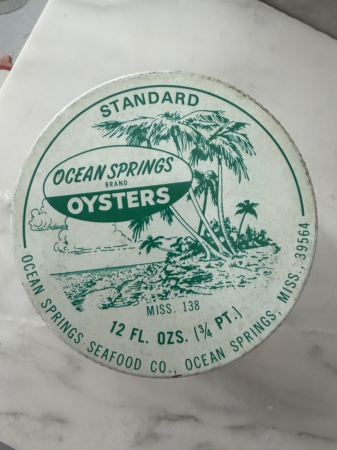 Ocean Springs Standard Oysters jar lid